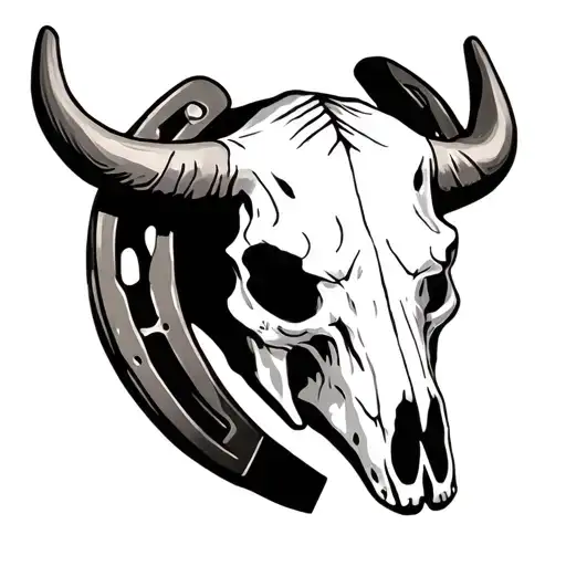 Western Horseshoe Small Yyeeehhhaaww Bull Skull