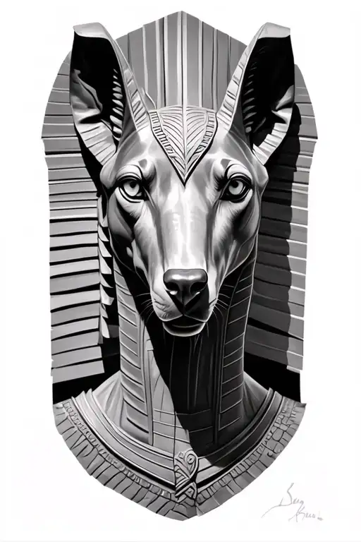 Realistic Realism Anubis Portrait At An Angle Sculpture Black And Grey Realism Hyper Realism