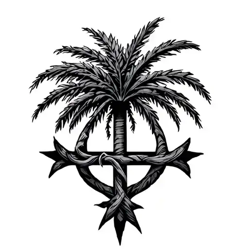 1804 With Palm Tree Growing An Three Cross