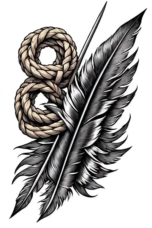 Arrow Feathers Rope Native Style Tattoo Showcasing