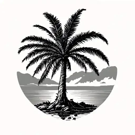 1804 With Palm Tree Growing