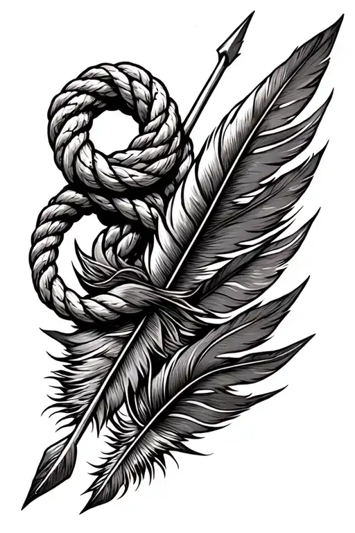 Arrow Feathers Rope Native Style Tattoo Showcasing