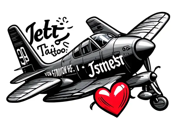 Small Jett Plane Flying With The Name Jett In Line Coming From Plane With A Heart