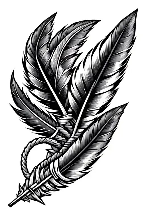 Arrow Feathers Rope Native Style Tattoo Showcasing