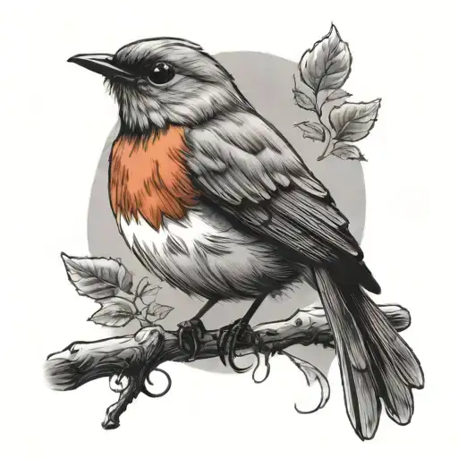 A Friendly Cute Robin Bird Sitting