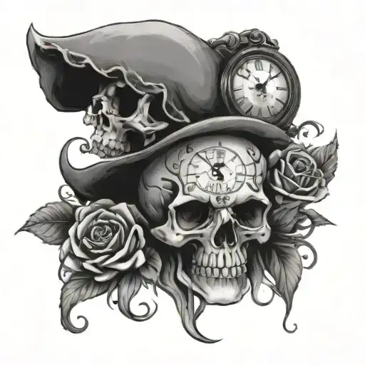 Skull With A Clock That Has An Infinity In It Needs To Be These