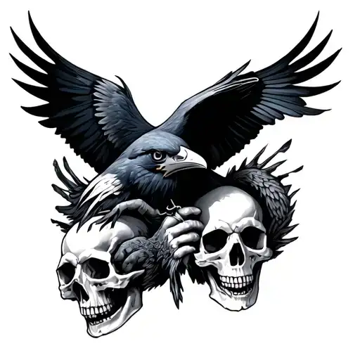 Ravens Grasping Skulls Surrounded