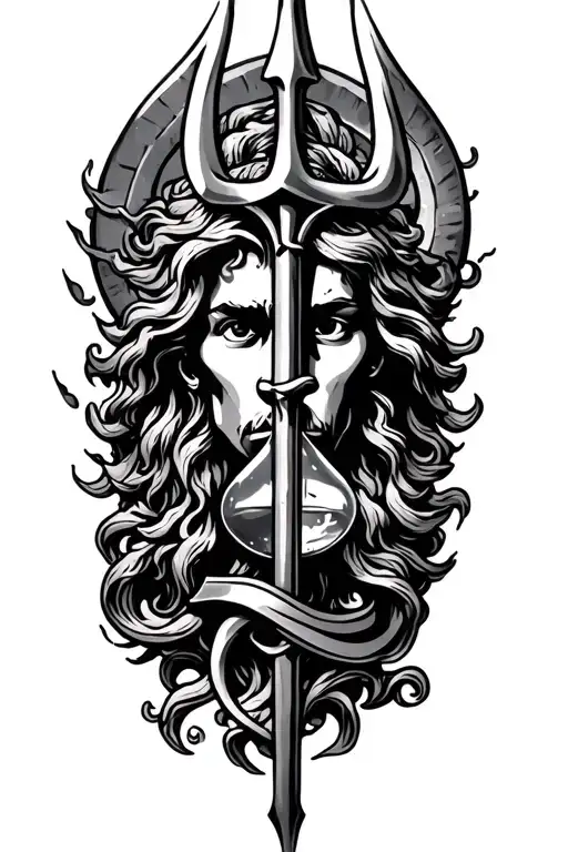 Aquarius With Poseidon Trident Hourglass Made Entirely