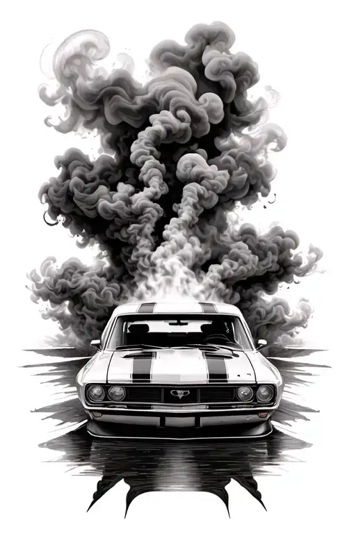 Car Drifting With Smoke In The Back