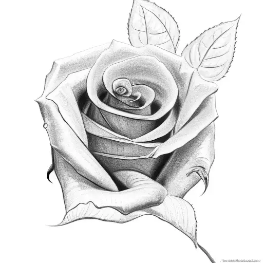 A Black And Grey Sketch Of A Rose Growing Out Of A Dollar Bill