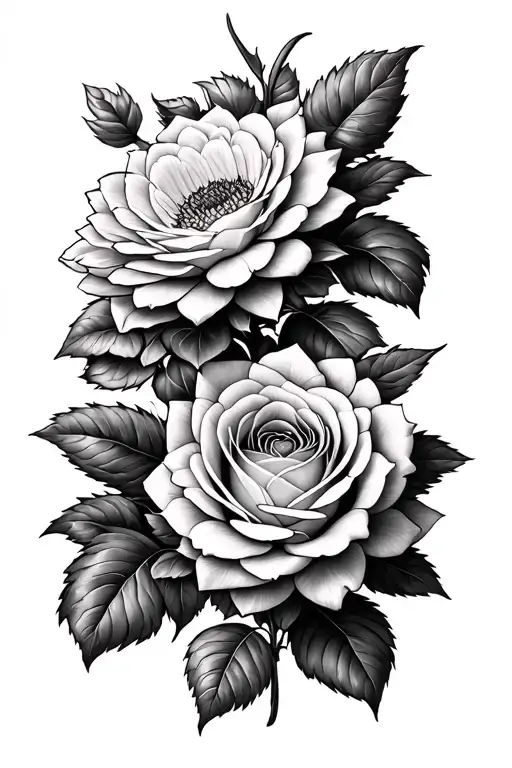 Chrysenthemum And Rose Intertwined