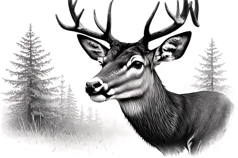 Male Deer Looking Straight