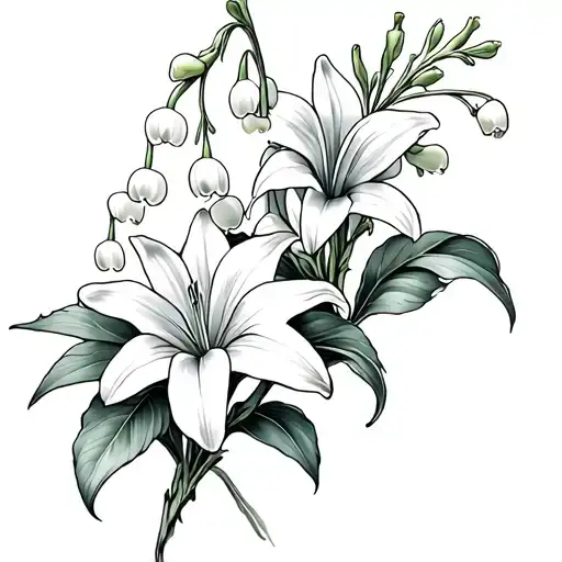 Lily Of The Valley And Larkspur Flower Intertwined