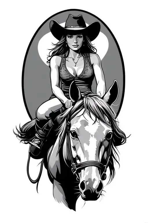 Cowgirl Riding Horse