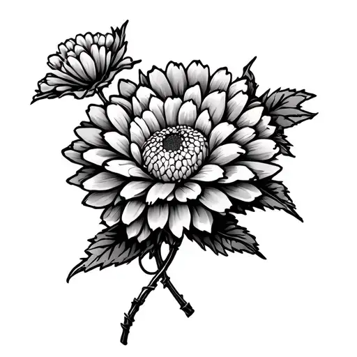 Chrysanthemum Flower And Barb Wire Wrapped