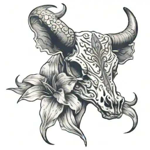 Cow Skull Fineline Tiger Lily
