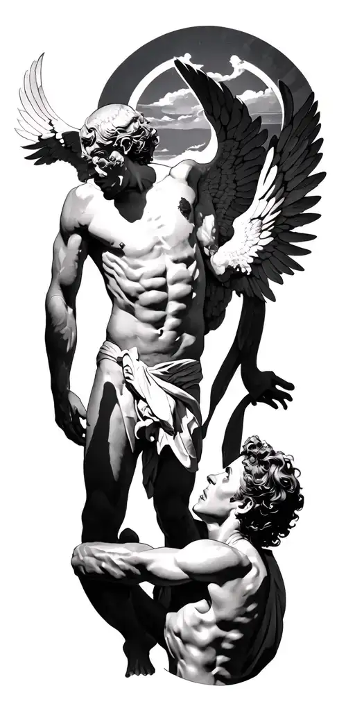 Icarus And Sisyphus Serving Their Punishment