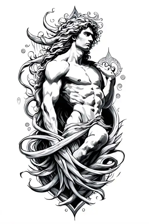 Men's Aquarius And Gemini Tattoo Design