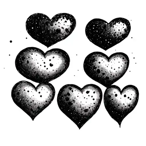 Five Heart Freckles In Different Shapes In Scattered Formation