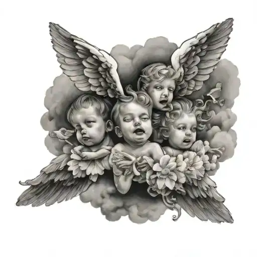Forearm Tattoo - Little Angels In Clouds Surrounding