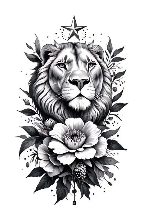 Leo Star Sign And Flower Wrap Around Arm