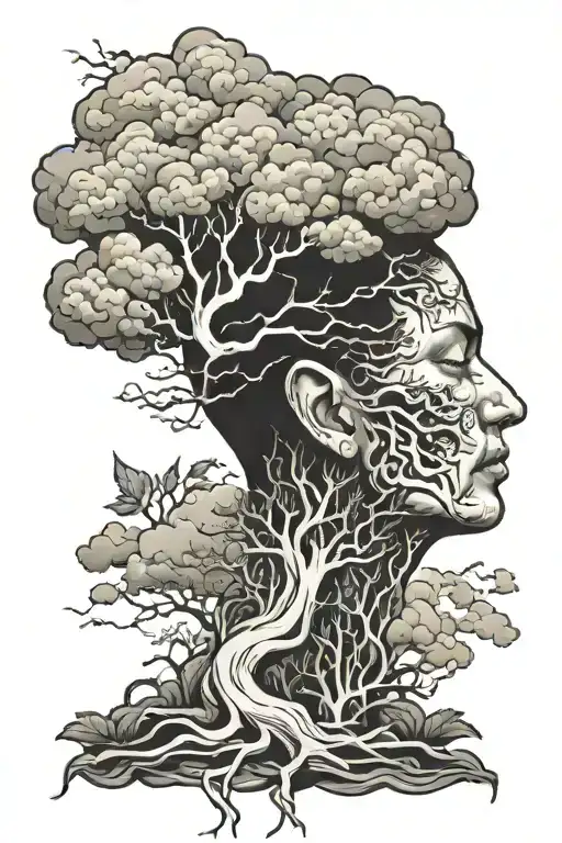 Mother Nature Roots With Head In Clouds
