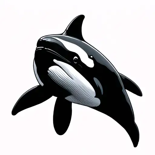 Orca And Diver Exploring