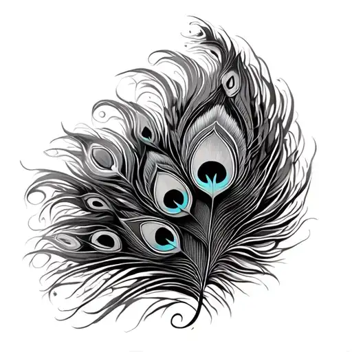 Peacock Fether Flowing Around Psices