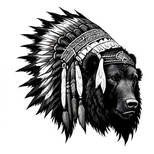 Sleeve Indian Headdress Buffalo Bear