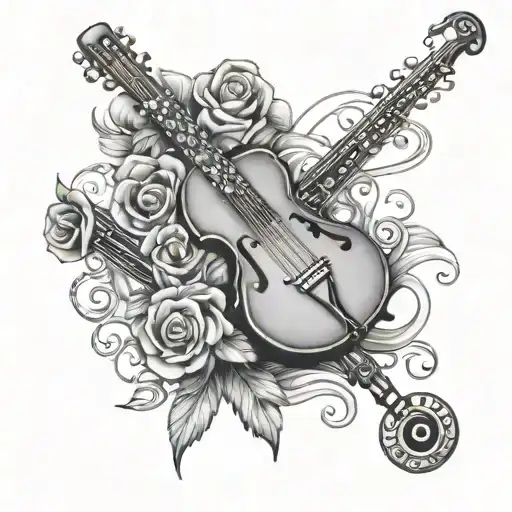 A Tattoo Design Featuring A Sensual Musical Instrument With Subtle Sex-related Elements
