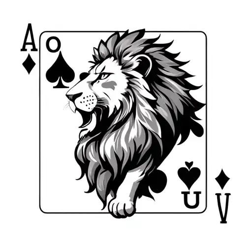 Lion And Different Playing Cards Design Inspired