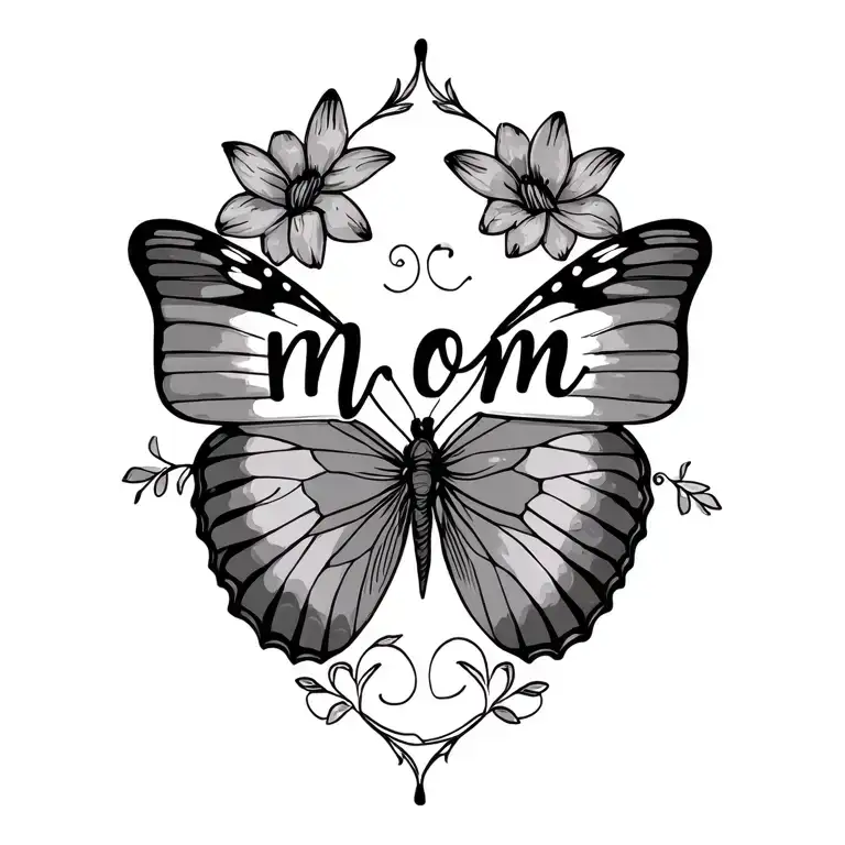 Small Butterfly With Name Mom Written