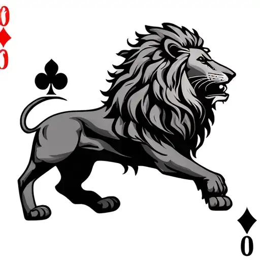 Lion And Different Playing Cards Design Inspired Multiple Different Cards