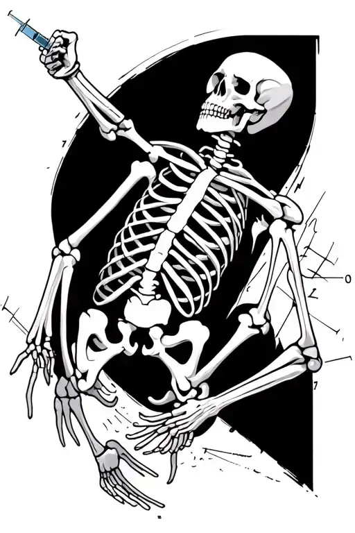 Syringes Like A Skeliton With The Ribs As The Measurements Standing Stretched Out With His Arms Wide