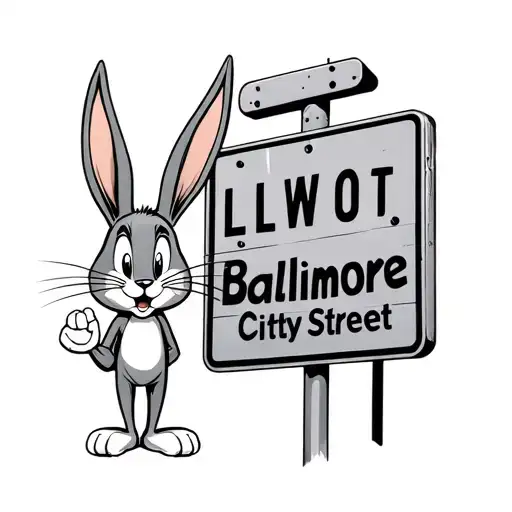 Bugs Bunny Standing Near Baltimore City Street Sign