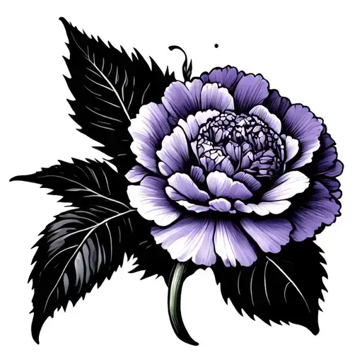 Carnation And A Violet Flower Intertwined