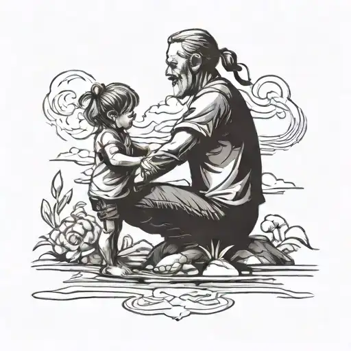 Mother And Kid Holding The Hand Of Father Holding Hands