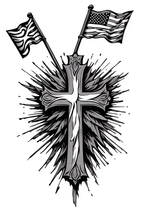 Cross And Flag Embedded Inside
