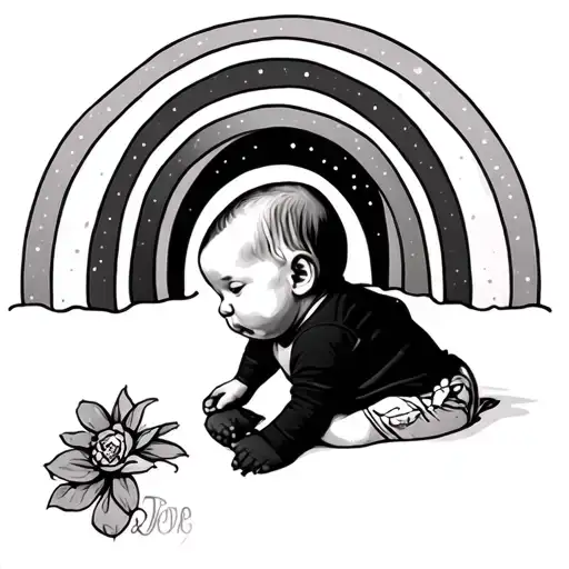 Baby In Front Of A Rainbow