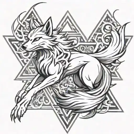 Nine Tailed Fox Kurama With A Triangle In The Middle