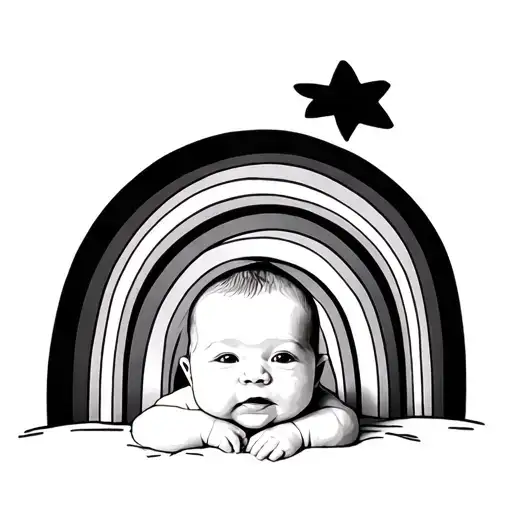 Baby In Front Of A Rainbow
