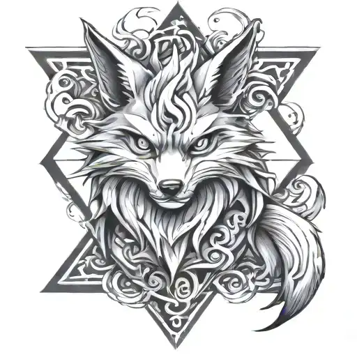 Nine Tailed Fox Kurama Stule Naruto With A Triangle In The Middle