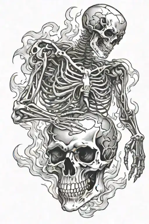 Mechanical Skeleton On Fire Rising