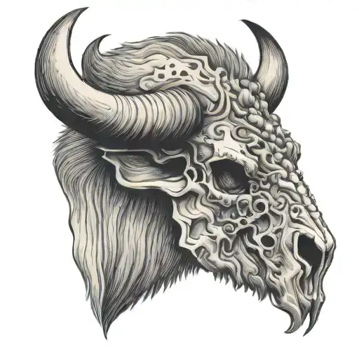 Bison Skull Curved Horn