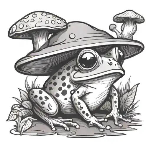 Cute Frog With A Mushroom Hat