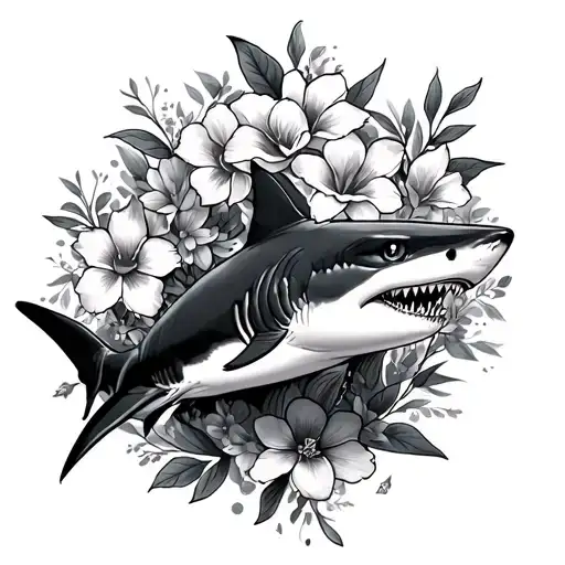Shark And Flowers