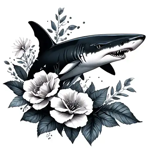 Shark And Flowers
