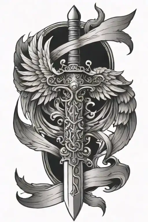 Wings On The Handle Of Sword Going