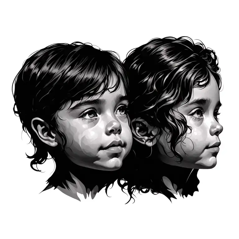 Twin Sibling Tattoo Design Idea
