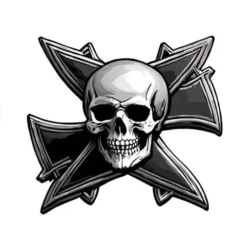 Iron Cross Germany With Skull